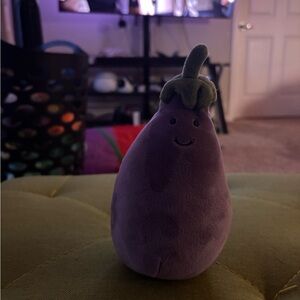 Jellycat Purple Eggplant Plush with Green Top